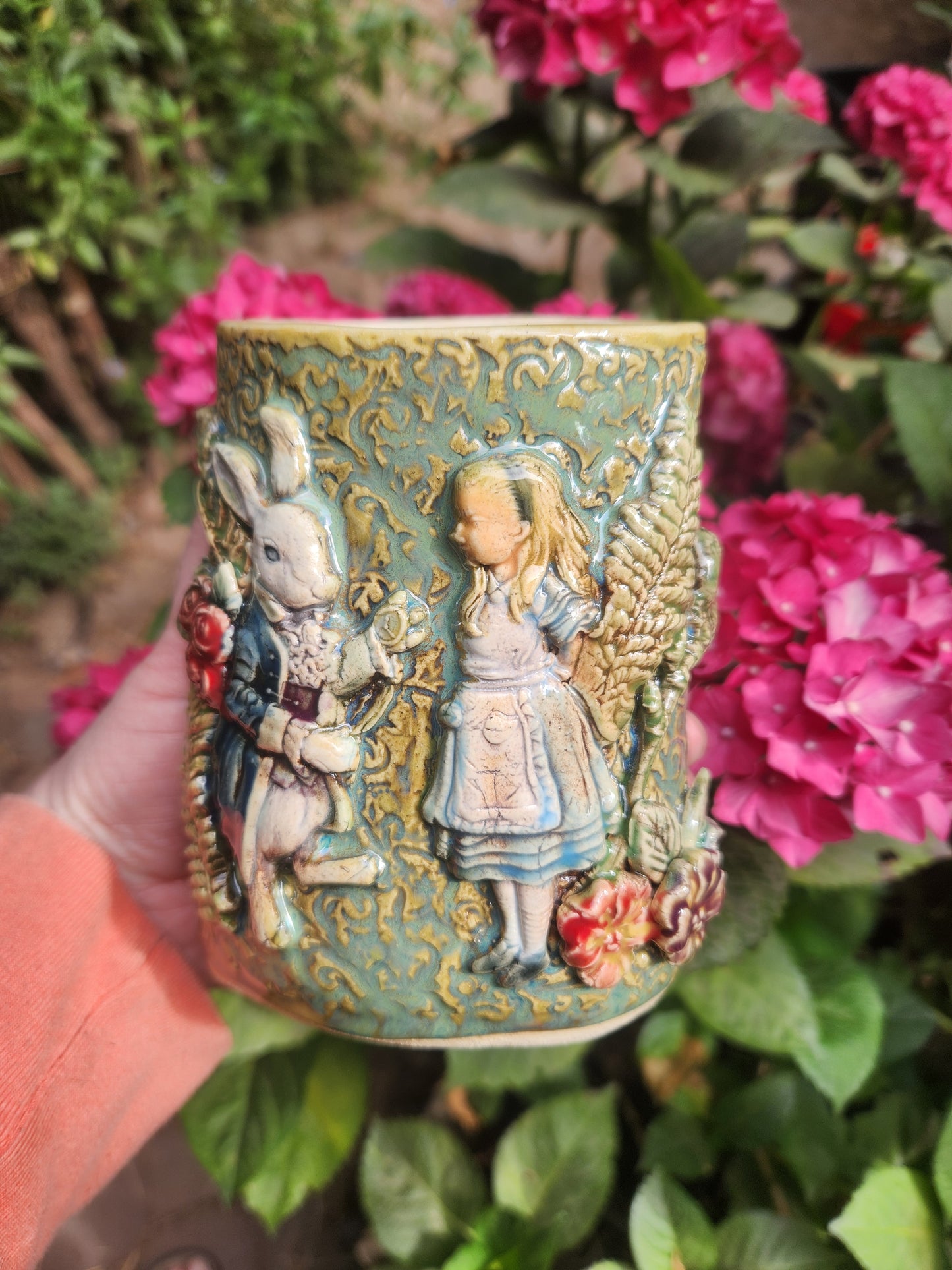 Alice and White Rabbit Vase