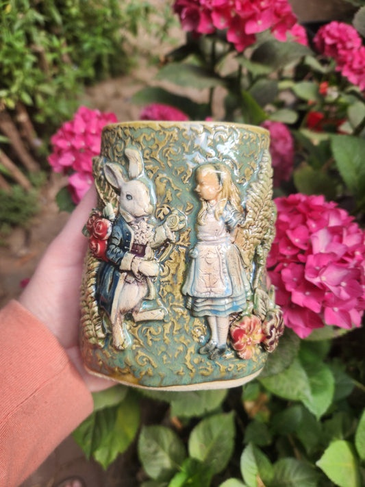 Alice and White Rabbit Vase